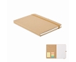 Plain notebook with sticky notes and internal cardholder, A5 colour beige