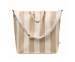 Beach bag with vertical stripes, handles, adjustable shoulder strap colour white