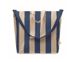 Beach bag with vertical stripes, handles, adjustable shoulder strap colour royal blue