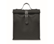 Polyester roll-top cooler bag with handle and leather closure colour black
