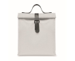 Polyester roll-top cooler bag with handle and leather closure colour white