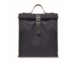 Polyester roll-top cooler bag with handle and leather closure colour navy-blue