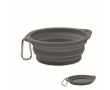 Foldable plate for eating or drinking with carabiner for pets colour dark grey