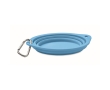 Foldable plate for eating or drinking with carabiner for pets colour light blue