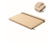 Cardboard notebook with band and coloured bookmark, lined A5 pages colour black