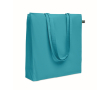 Fairtrade cotton shopping bag with gusset 180 g/m² colour turquoise