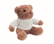 Teddy bear with customizable colored T-shirt colour white