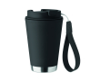 Double-wall travel mug, RPET strap, 300 ml colour black