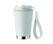 Double-wall travel mug, RPET strap, 300 ml colour white