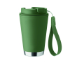 Double-wall travel mug, RPET strap, 300 ml colour dark green