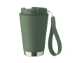Double-wall travel mug, RPET strap, 300 ml colour dark green