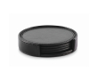 Set of 4 coasters, matching holder, synthetic leather colour black