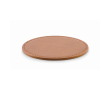 Branded, round synthetic leather coaster colour brown