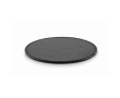 Branded, round synthetic leather coaster colour black
