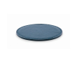 Branded, round synthetic leather coaster colour navy-blue