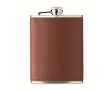 Stainless steel hip flask, synthetic leather cover, 200 ml colour brown