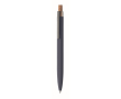 Recycled aluminium pen, cork click, blue ink colour blue