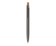 Recycled aluminium pen, cork click, blue ink colour dark grey