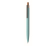 Recycled aluminium pen, cork click, blue ink colour light blue