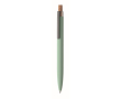 Recycled aluminium pen, cork click, blue ink colour mint green