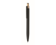 Recycled aluminium pen, bamboo click, blue ink colour black