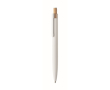 Recycled aluminium pen, bamboo click, blue ink colour white