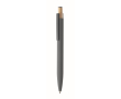 Recycled aluminium pen, bamboo click, blue ink colour dark grey