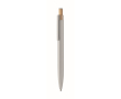 Recycled aluminium pen, bamboo click, blue ink colour matt silver