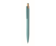 Recycled aluminium pen, bamboo click, blue ink colour light blue