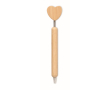 Bamboo pen with heart-shaped detail and blue ink colour wood