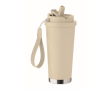 Recycled stainless steel tumbler, lid, straw 2-in-1, 500 ml colour beige