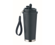 Recycled stainless steel tumbler, lid, straw 2-in-1, 500 ml colour navy-blue