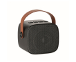 Square speaker, brown synthetic leather handle, vintage style colour black