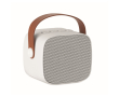 Square speaker, brown synthetic leather handle, vintage style colour white