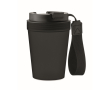 Leakproof travel mug, RPET polyester strap, 300 ml colour black