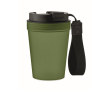 Leakproof travel mug, RPET polyester strap, 300 ml colour dark green