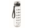 Plastic bottle, time markers, flip lid, 1 L colour transparent