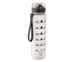 Plastic bottle, time markers, flip lid, 1 L colour transparent white