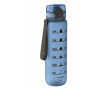 Plastic bottle, time markers, flip lid, 1 L colour transparent light blue