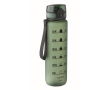 Plastic bottle, time markers, flip lid, 1 L colour dark green