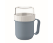 Breakfast to-go mug, 2 separate compartments, 450 ml colour matt black