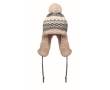 Fleece and polyester beanie, ear flaps, adult size colour black