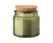 Vanilla-scented candle, vegetable wax, cork lid colour green