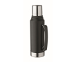 Recycled stainless steel flask, 1 cup, side handle, 1 L colour black