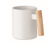 Ceramic mug, straight wooden handle, 320 ml colour white