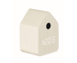 Small birdhouse-shaped desk clock, with alarm colour white