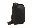 Elegant black synthetic leather shoulder bag, soft touch colour black