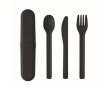 Set of 3 reusable sustainable cutlery, matching case colour black