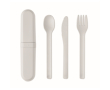 Set of 3 reusable sustainable cutlery, matching case colour white