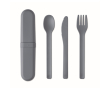 Set of 3 reusable sustainable cutlery, matching case colour matt black